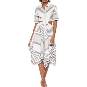 BCBG MAXAZRIA Striped Cutout Handkerchief Dress